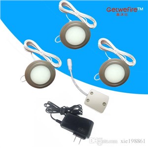 Recessed installation DC 12v 3pcs/lots 1.5W LED Puck/Cabinet Light,LED spotlight &amp;18pc 3528 led,Milky cover+1connector+1adapter