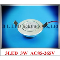 high power recessed LED ceiling spot light lamp LED downlight AC85-265V 3W 270lm CE &amp; ROHS approved 2 year warranty