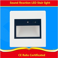 2pcs/lot 0.6W acoustic control Sensor led stair light withcover,sound and light reaction led footlight , corridor,stairs,passway