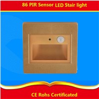 4pcs/lot 0.6W PIR Sensor led stair light ,IR and light reaction led footlight for corridor,stairs,passway,86 box lamp
