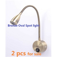 2x3W LED Bronze Spotlight 300mm Stalk Aluminum Shell with Switch on Round Base Cool Warm White Hotel Beside Reading Lamp