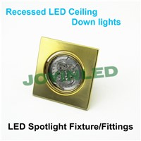 Free ship 10pcs Golden case Recessed led ceiling downlight holders /fixtures for GU10 MR16 E27 high power LED Spot Light 4W