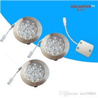 Recessed installation 12v DC 3pcs/lots 1W LED Puck/Cabinet Light,LED spotlight with 9pcs 3014 leds+1pc connector line