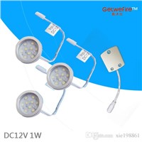 TOP selling DC 12v 3pcs 1W LED Puck/Cabinet Light,LED spotlight with 9pcs 2835 leds+1pcs connector line