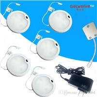 Built-in infrared sensor DC 12v 5pcs/lots 2W with 33pc 3014 type leds,LED Puck/Cabinet Light,LED spotlight+1 connector+1 adapter