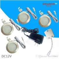 DC 12v 4pcs/lots 1.5W 100LM with 3pcs 5630 type leds,LED Puck/Cabinet Light,LED spotlight+1PC connector line+1pc 12v1a adapter