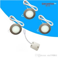 Recessed installation DC 12v 3pcs/lots 1.5W LED Puck/Cabinet Light,LED spotlight &amp;amp;amp;18pc 3528 led,Milky cover+1pcs connector wire