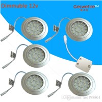 Recessed installation DC 12v 5pcs/lots 1.5W LED Puck/Cabinet Light,LED spotlight with 18pc 3528 leds+1PC connector line free shi