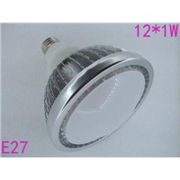 1pcs/lots Fins shell with white cover. E27 12*1w led par light/led par38 light,led spotlight,3years warranty