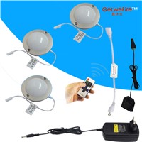 Dimmable 3-5pcs DC 12v 1.7W LED Puck/Cabinet Light,LED spotlight+connect wire+12v 12A RF led dimmer+12v 1a adapter