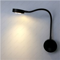 Flexible Pipe 3W/5W LED Picture Light Wall Sconce Lamp On/Off Button Black Shell Cabinet Exhibition Living Room