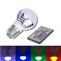 DHL free shipping wholesales high brightness E27 E14 LED RGB Bulb lamp 16 colors change IR remote control battery included