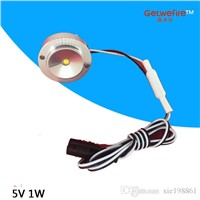 1pcs/lots 5v DC 1W 120lm LED Puck/Cabinet Light, dimmable (Not need power)