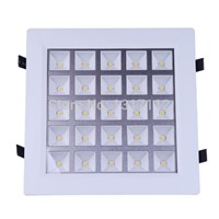 CE,RoHS approved recessed square led grille ceiling light 25w 190mm hole size for commercial