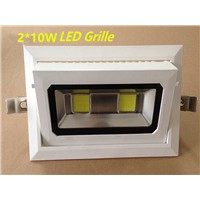10pcs/lot  20W Rotatable Rectangle COB LED Downlight  Recessed Die-cast aluminum Grille white paint shell AC110V220V230V