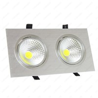 High Power 6W/10W/14W/20W/30W LED COB Recessed Light Dimmable/N Dual Head Grille Lamp Hotel Living Room Silver Shell