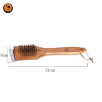 Convenient BBQ Tools 2 in 1 Wood &amp; Copper Wire Grilled Cleaning Brush Barbecue Accessories Portable Outdoor Gadget