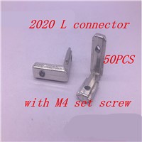 50PC T slot L type 90 degree EU standard 2020 aluminum profile Inside corner connector bracket with M5 screw
