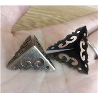 Wooden Box Cloud Coner,Wine Box Protector,Embellishment Findings Triangle Corners Antique Bronze Tone Hollow Pattern 20mm,40Pcs