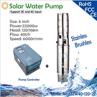 22000W AC380V DC530V 6 inch submersible solar water pump permanent magnet synchronous motor flow 40T/H head 120m for irrigation