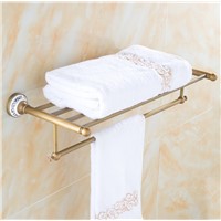 2016 Fashion Ceramics Antique Brass Towel Rack, Bathroom Luxury Accessories Bronze towel Shelf with Bar ,Bronze Towel Holder