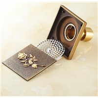 New Arrival 10*10cm Antique Brass Creative Carved Bathroom Balcony Square Floor Drain /bathroom shower hair trap cover/ 7 style