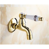 2016  Gold Finish Design Brass Bibcock Faucet Tap/Mop Pool Taps/ Bathroom Wall Mount Washing Machine Water Faucet Taps