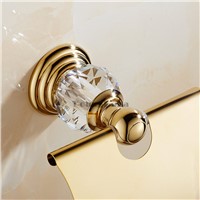 New Arrivals Luxury Crystal Golden Style Toilet Paper Holder Wall Mounted Tissue Roll Holder Bathroom Accessories Bath Hardware