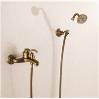 Europe Design Antique Brass Finish House Construction Bathroom Hot and Cold Water Shower Faucet Set/Wall Mounted Bathtub Faucet