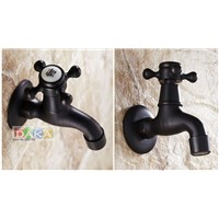 Antique Wall Mounted Oil Rubbed Bronze Black Finish Washing Machine Taps Single Handle Bibcocks Cold Water Faucet /Mop Pool Taps