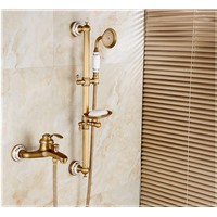 2016 New Antique Brass Finish Bathroom Mixing Valve Hot and Cold Water Bath Shower Faucet Set /Wall Mounted bath tub Faucet