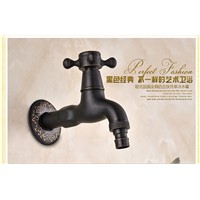 2016  Wall Mounted Oil Rubbed Bronze Black Finish Washing Machine Taps Single Handle Bibcocks Cold Water Faucet /Mop Pool Taps