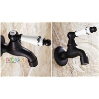 high quality Wall Mounted Oil Rubbed Bronze Black Finish Washing Machine Taps  Bibcocks Cold Water Faucet /Mop Pool Taps