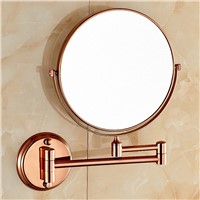 Bathroom Magnifying Makeup Mirror, Double-Sided 1X/3X, Extendable Folding Arm, Wall Mounted Vanity Round Mirrors, Solid Brass