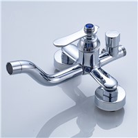 Colder And Hot Shower Faucets Copper Chrome Electroplate Dual Handle Ceramin Spool Fixed Support Type Dual Holder Dual Contrcets