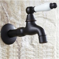Classic Oil Rubbed Bronze Finish Ceramic Handles Washing Machine Faucet Toilet Faucet Bibcocks Mixer Tap Wall Mount