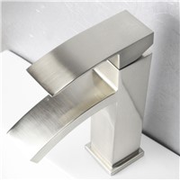Fashion Brushed Nickel Brass Bathroom Basin Faucet Sink Single Handle Mixer Tap