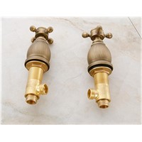 wall mounted antique brass faucet bathroom water tap antique basin faucet Dual Holder Three-hole GZ-7105