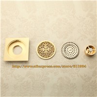 New Arrival  Brass Polished  Bathroom Wetroom Square Shower  Drain Floor Trap Waste Grate Round Cover Hair Strainer 3782148