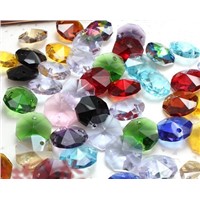 200PCS/lot , mixed color, FreeShipping ChinaPost ,14mm crystal octagon beads in 2 holes for wedding strands &amp;amp;amp; chandelier beads