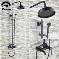Luxury Oil Rubbed Bronze Bathroom 8&amp;amp;quot; Rain Shower Faucet Set  Wall Mounted Tub Shower  Mixer Tap