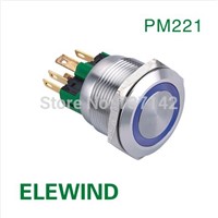 ELEWIND 22mm Stainless steel Ring illuminated  Momentary push button switch(PM221F-11E/B/12V/S/IP65)