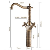 Taller Antique Brass Bathroom Centerest Sink Faucet Dual Handle Undercounter Mixer Tap