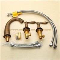 Three PCS Bathroom Faucet Lavatory Sink Basin faucet Mixer Tap Cold Hot Antique Brass Deck Mounted 3 Hole Mixer taps 2310621