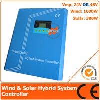 24V/48V 1300W Wind Solar Hybrid Controller, 1000W Wind Power, 300W Solar Power, Hybrid Charge Controller with LCD Display