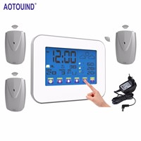 AOTOUIND Healthy Environmental Monitor Touch Screen Wireless Weather Station with Indoor Outdoor Temperature Humidity Clock