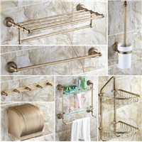 Classical Antique Soild Brass Bathroom Storage Series Shelf Wall Mount Towel Rack