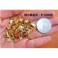 Mini pure copper small flat 4 hole small gold hinge 8 * 10 brass hinges