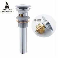 Drains High Quality Solid Brass Bathroom Lavatory Sink Pop Up Drain With Chrome Finish With Overflow Faucet Accessories HJ-0618L