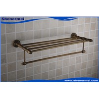 2015 Noble Style Solid brass Towel Shelf  Double Layer Towel Rack for Bathroom Accessories